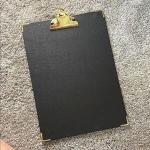 Black Clipboard with Gold Clip